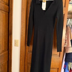 Black Ribbed Knit Dress